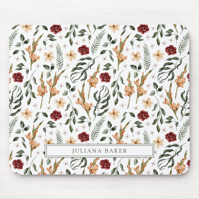 Delicate Floral Personalized Mouse Pad (Front)
