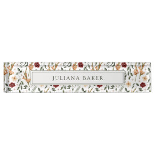 Delicate Floral Personalized Nameplate