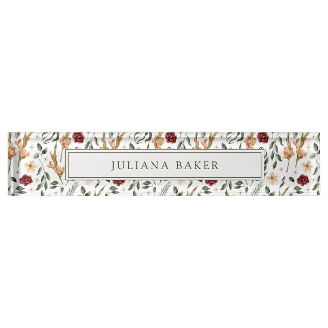 Delicate Floral Personalized Nameplate (Front)
