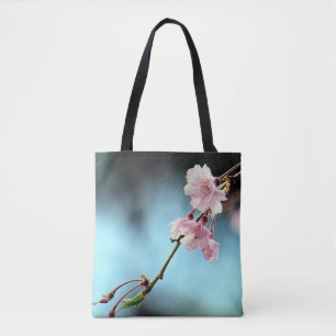 Delicate floral pink and blue - tote bag