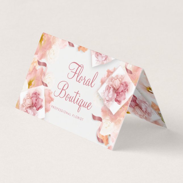 Delicate Floral Professional Florist Business Card (Front)