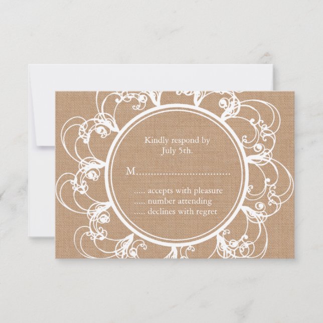 Delicate Floral RSVP on burlap (Front)