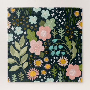 Delicate Floral: Seamless Vintage Beauty. Jigsaw Puzzle