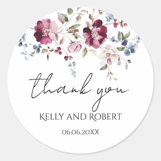 Delicate Floral Thank You Sticker (Front)