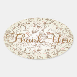 Delicate Floral Thank you Stickers