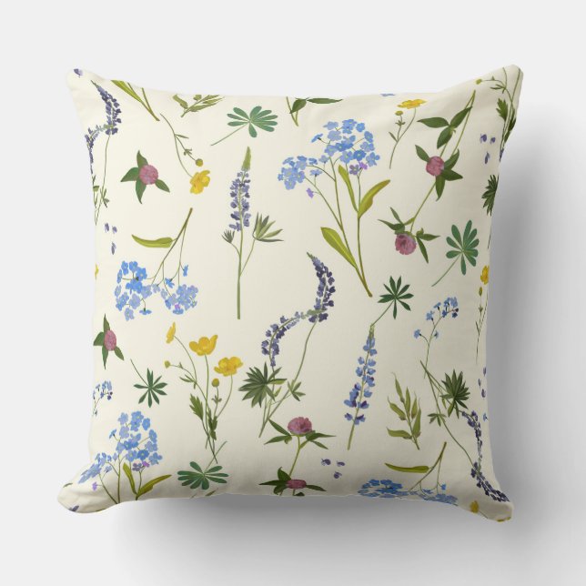 Delicate Floral Throw Pillow (Front)