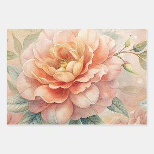 Delicate Floral Vintage Inspired Pastel Watercolor Wrapping Paper Sheet