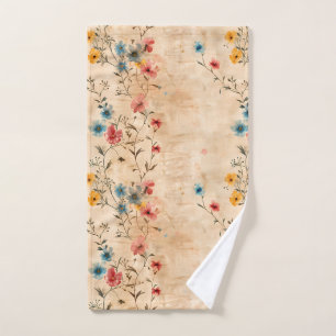 Delicate Floral Vintage Style Bath Towel Set