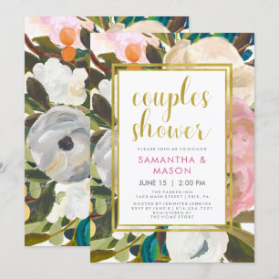 Delicate Floral Watercolor Couples Shower Invitation