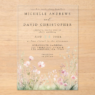 Delicate Floral Wedding Acrylic Invitations