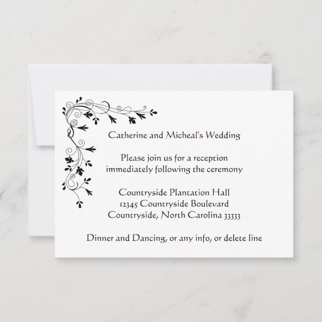 Delicate floral Wedding Reception Location Insert Invitation (Front)