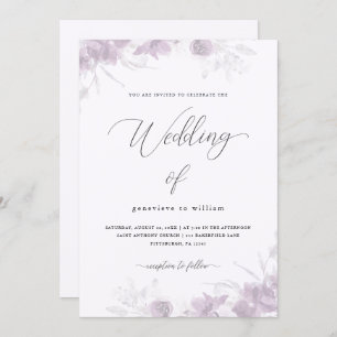 Delicate Floral with Calligraphy Wedding Invitation