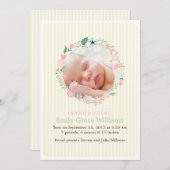 Delicate Floral Wreath Birth Announcements (Front/Back)
