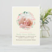 Delicate Floral Wreath Birth Announcements (Standing Front)