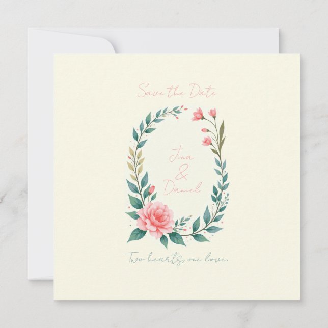 Delicate Floral Wreath Invitation (Back)