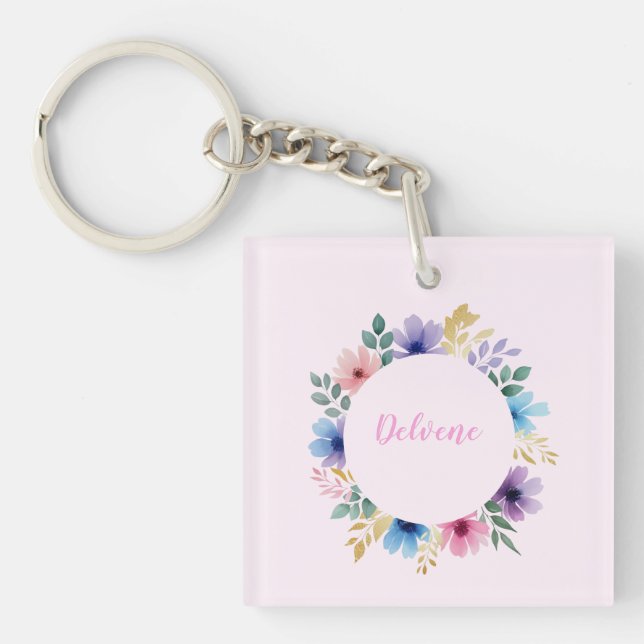 Delicate Floral Wreath Keychain (Front)