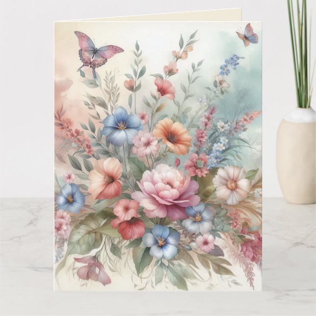 Delicate Florals and Butterflies Card (Front)