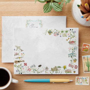 Delicate Florals   Custom Bespoke Wedding Crest Envelope