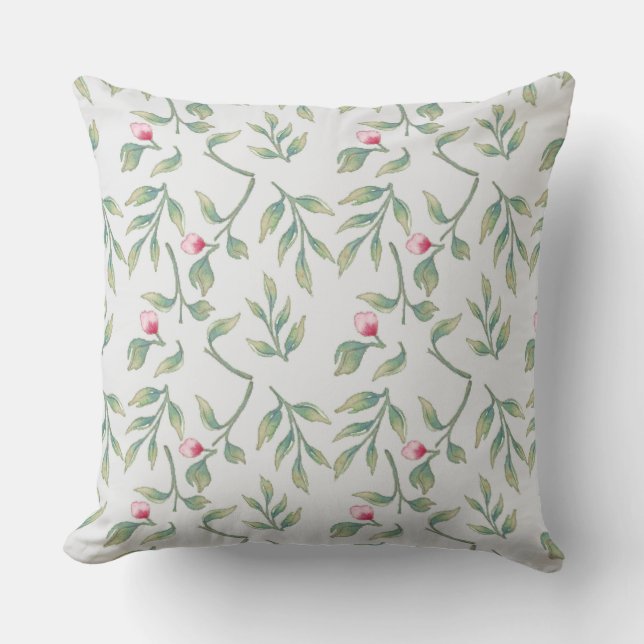 Delicate Florals Tropical Breeze Floral Throw Pillow (Front)