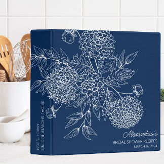 Delicate Flower Illustration Bridal Shower Recipe  Binder