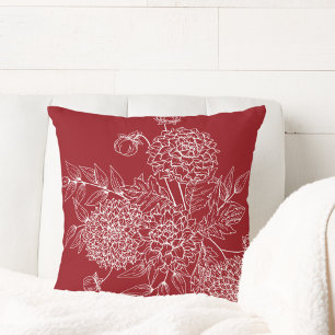 Delicate Flower Illustration Throw Pillow