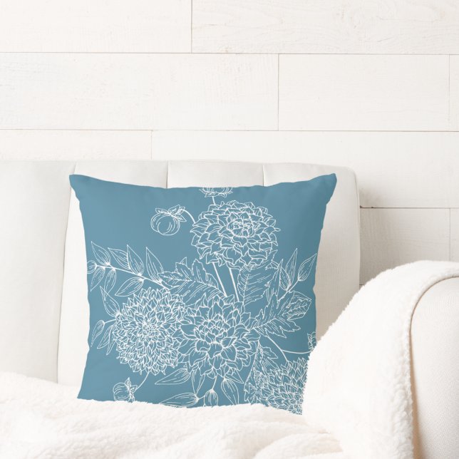 Delicate Flower Illustration Throw Pillow (Creator Uploaded)