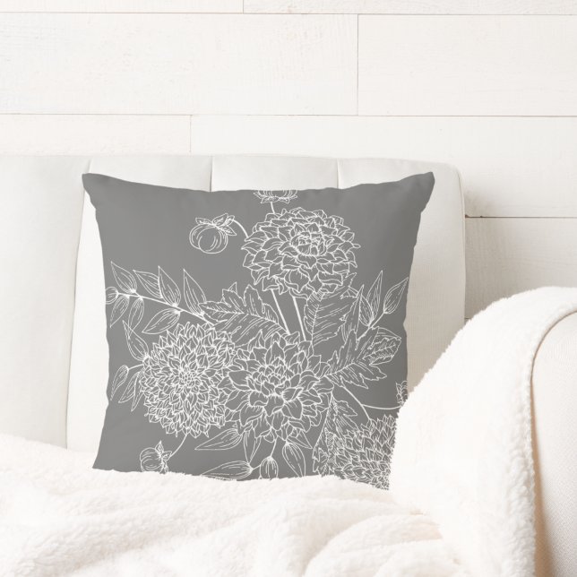 Delicate Flower Illustration Throw Pillow (Creator Uploaded)