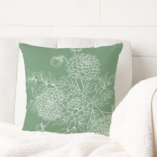Delicate Flower Illustration Throw Pillow