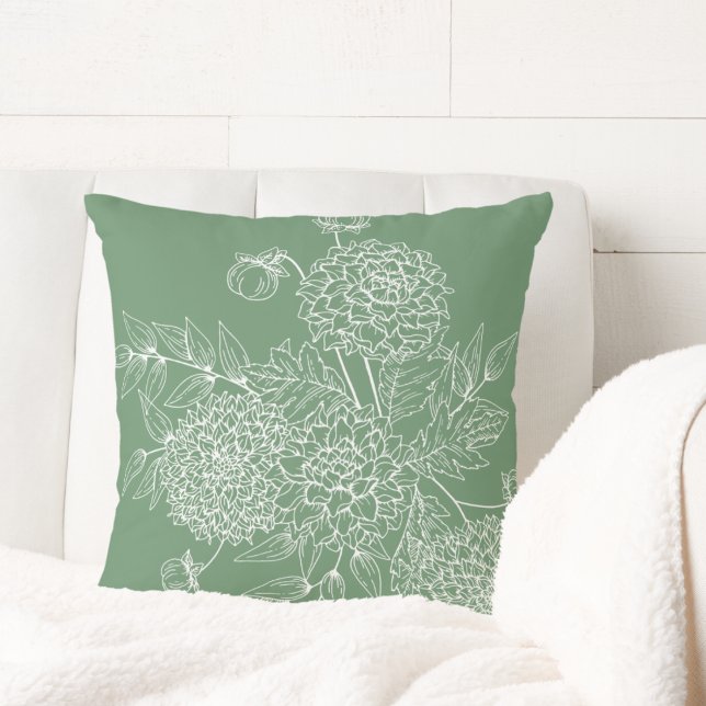 Delicate Flower Illustration Throw Pillow (Creator Uploaded)