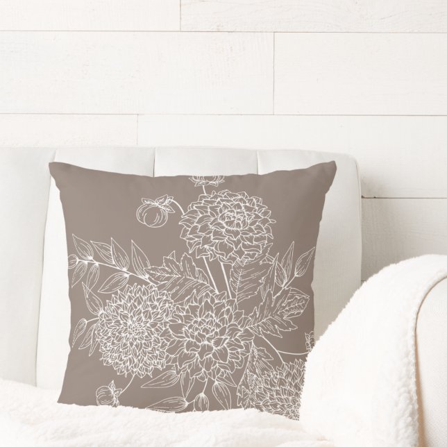 Delicate Flower Illustration Throw Pillow (Creator Uploaded)