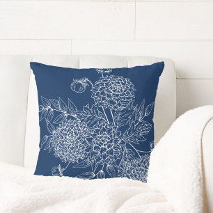 Delicate Flower Illustration Throw Pillow