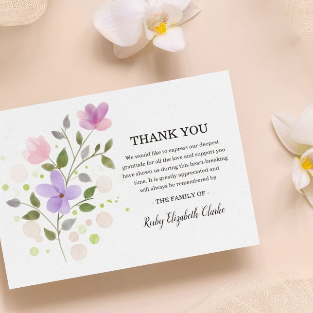 Delicate Flower Photo Funeral Thank You Card (Creator Uploaded)