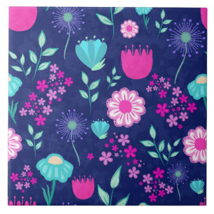 Delicate Flowers and Botanical Details Tile