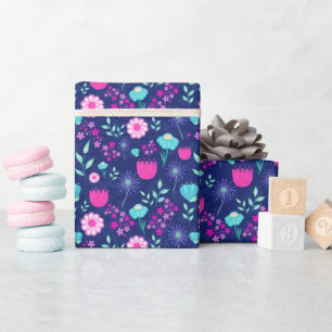 Delicate Flowers and Botanical Details Wrapping Paper