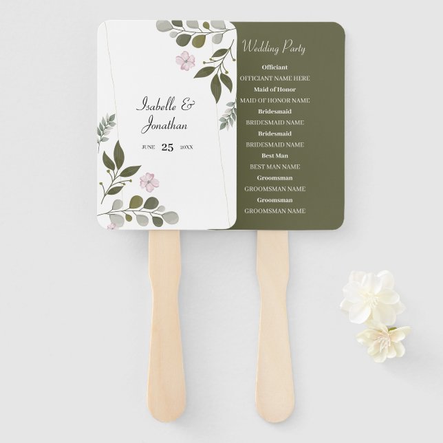 Delicate Flowers And Leaves  Hand Fan (Front and Back)