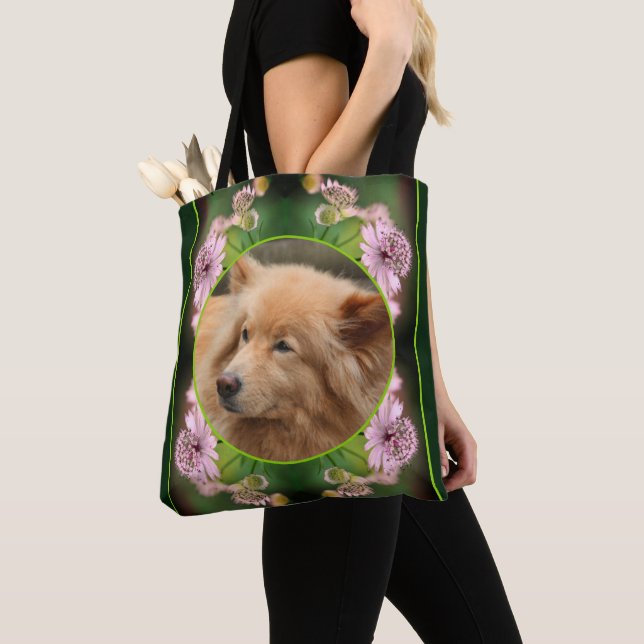 Delicate Flowers Frame Create Your Own Photo Tote Bag (Close Up)