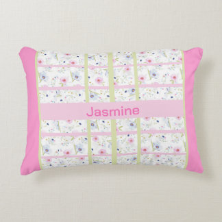 Delicate Flowers Monogrammed Accent Pillow
