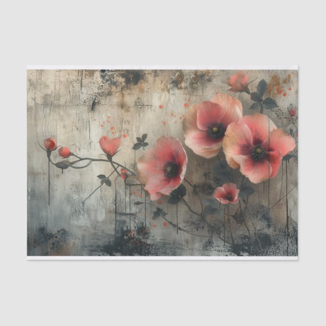 Delicate flowers on a distressed background tissue paper (Front)