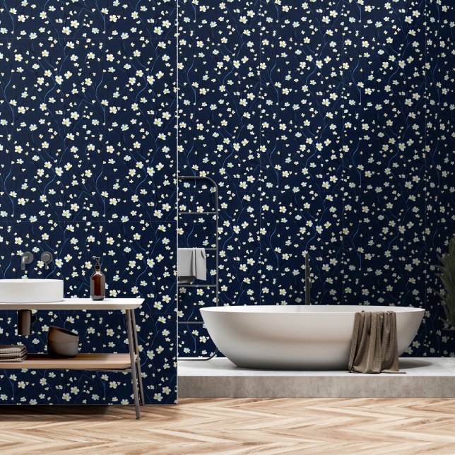 Delicate Flowers Pattern Wallpaper (Bathroom)