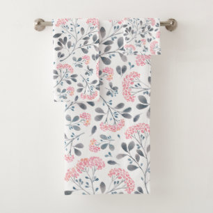 Delicate Flowers Seamless Pattern Bath Towel Set