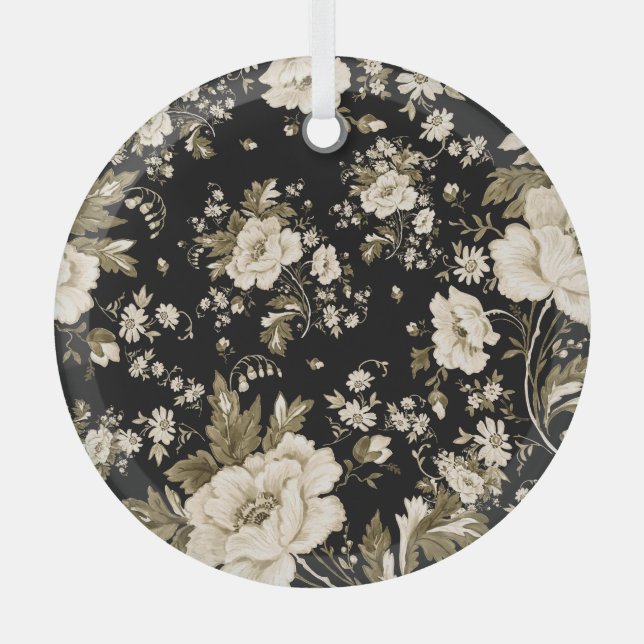 Delicate flowers: watercolor seamless pattern. glass ornament (Front)