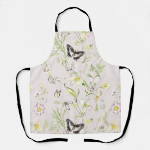 delicate flowers with a butterfly in Chinese style Apron