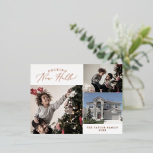 Delicate Foil Decking New Halls Photo Christmas Foil Holiday Postcard