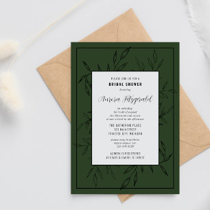 Delicate Foliage   Deep Sage   Bridal Shower Invitation