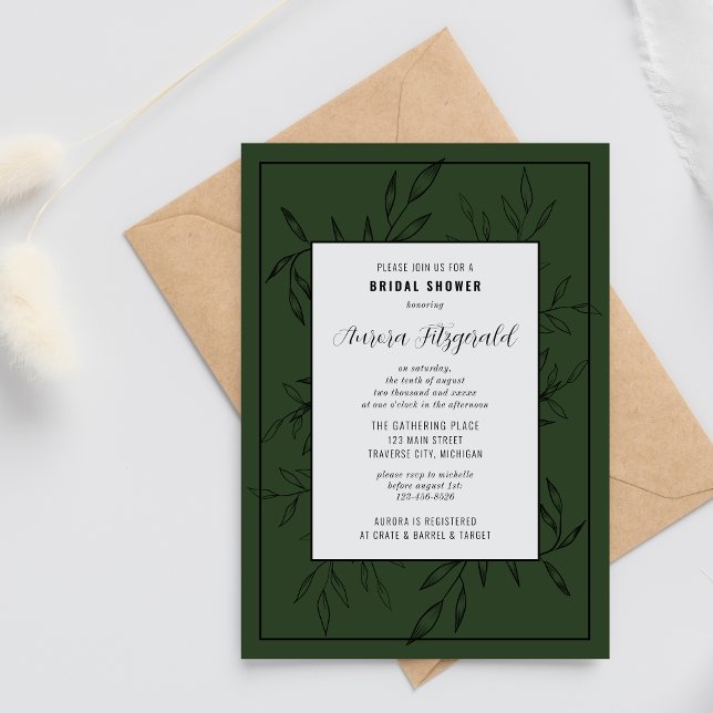 Delicate Foliage | Deep Sage | Bridal Shower Invitation (Creator Uploaded)