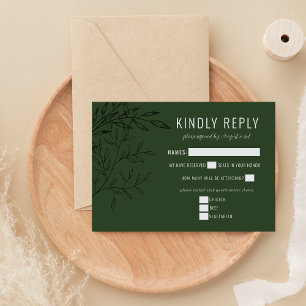Delicate Foliage Deep Sage RSVP Card
