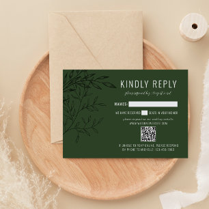 Delicate Foliage   Deep Sage   Website Wedding RSVP Card