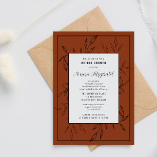 Delicate Foliage Rust Orange Bridal Shower Invitation