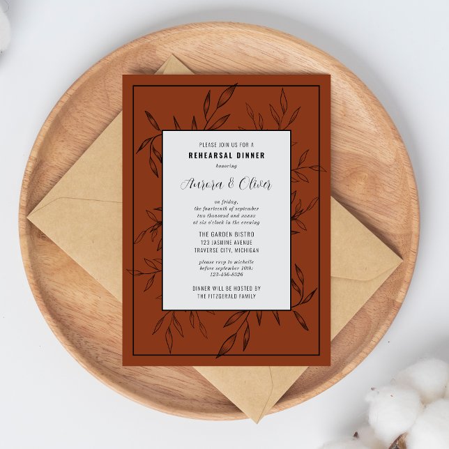 Delicate Foliage | Rust Orange | Rehearsal Dinner Invitation (Creator Uploaded)