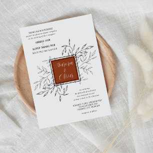 Delicate Foliage   Rust Orange   Wedding Invite